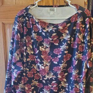 Unique Vintage Boatneck Floral Shirt